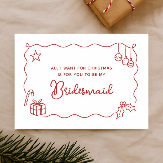 Whimsicaler Weihnachtsantrag für Brautjungfern, ha Karte