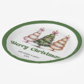 Whimsicaler Weihnachtsbaum personalisierter Name P Pappteller (Schrägansicht)