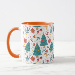 Whimsicaler Weihnachtsbaum und Schneemann-Feiertag Tasse