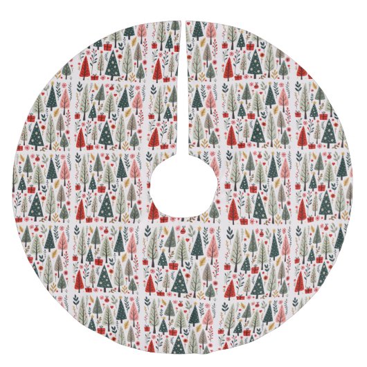 Whimsicaler Weihnachtsbaumwald Polyester Weihnachtsbaumdecke (Vorderseite)