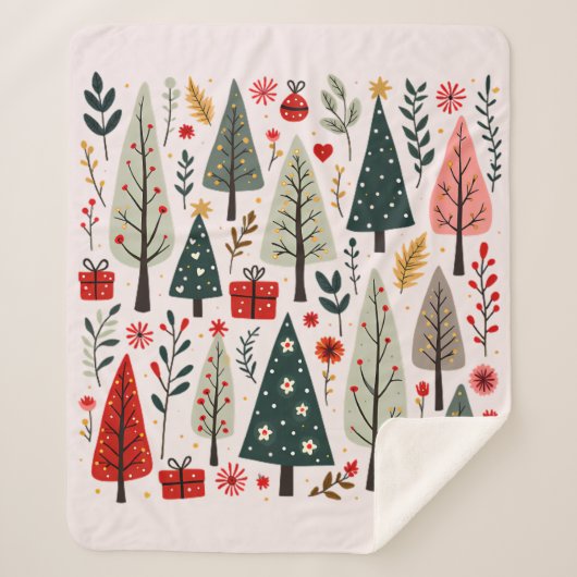 Whimsicaler Weihnachtsbaumwald Sherpadecke (Vorderseite)