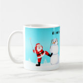 Whimsicaler Weihnachtsmann spielt Golf, Schneemann Kaffeetasse (Links)