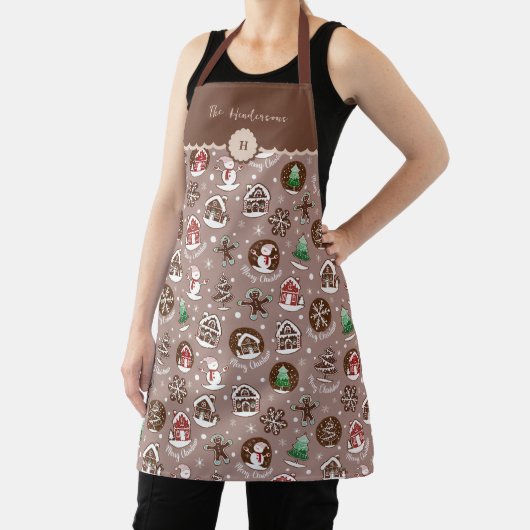 Whimsicaler Weihnachtsmonogramm-Gebäck-Backen Schürze (InSitu)