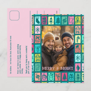 Whimsicaler Weihnachtsraster Süßer Maßanzug  Feiertagspostkarte