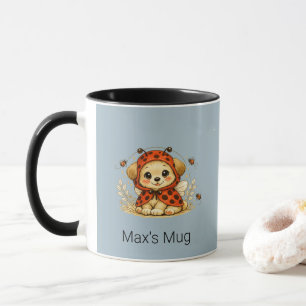 Whimsicaler Welpen-Marienkäfer-Kostüm-Kaffeebecher Tasse