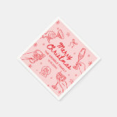 Whimsicalische handgezeichnete Weihnachtsfeier Serviette (Ecke)