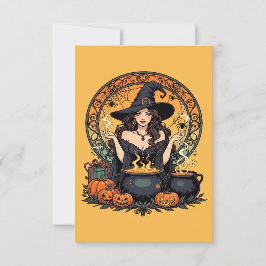 Whimsically Enchanting Witch With Spiders Einladung (Vorderseite)