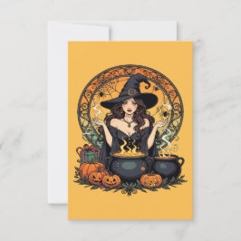 Whimsically Enchanting Witch With Spiders Einladung
