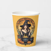 Whimsically Enchanting Witch With Spiders Pappbecher (Rückseite)