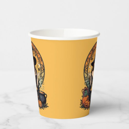 Whimsically Enchanting Witch With Spiders Pappbecher (Links)