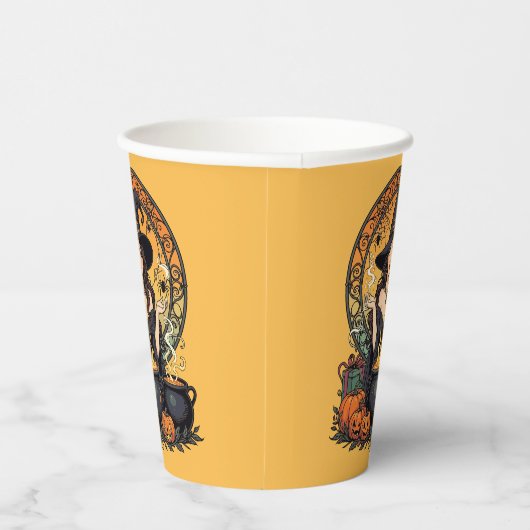 Whimsically Enchanting Witch With Spiders Pappbecher (Rechts)