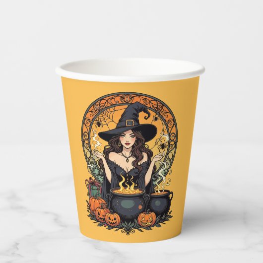 Whimsically Enchanting Witch With Spiders Pappbecher (Vorderseite)