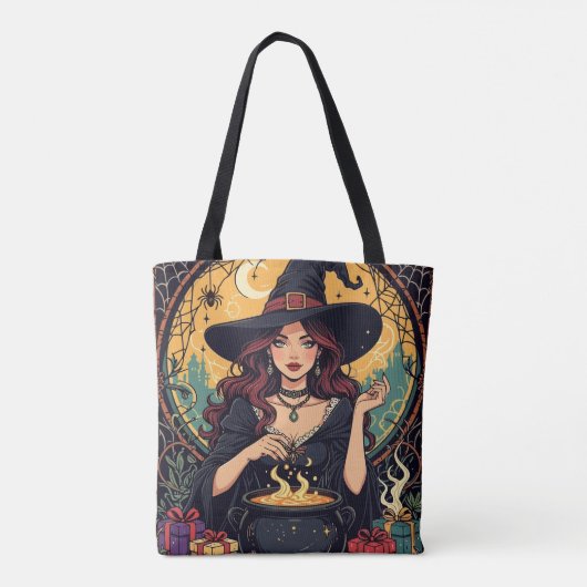 Whimsically Enchanting Witch With Spiders Tasche (Rückseite)