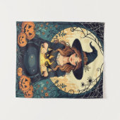 Whimsically Enchanting Witch With Spiders Wandteppich (Vorderseite (Horizontal))