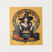 Whimsically Enchanting Witch With Spiders Wandteppich (Vorderseite)