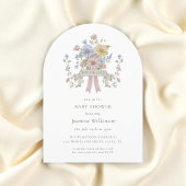 Whimsicalpastellblütendusche QR-Code Einladung