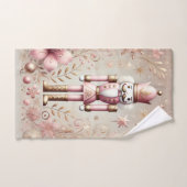 Whimsig eleganter rosa und goldener Pastell-Nusskn Badhandtuch Set (Handtuch)