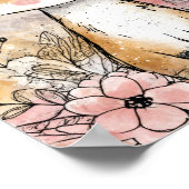 Whimsige Fuchs-Wasserfarben-Blumenkunst Poster (Ecke)