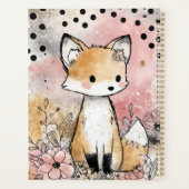 Whimsige Fuchs-Wasserfarben-Kunst mit Blumen Planer (Rückseite)