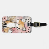 Whimsiger Wasserfarben-Fuchs mit floraler Kunst Gepäckanhänger (Vorderseite horizontal)