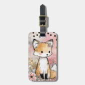 Whimsiger Wasserfarben-Fuchs mit floraler Kunst Gepäckanhänger (Vorderseite vertikal)