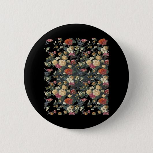 Whimsigoth Alte Viktorianische Blumenölgemälde Button (Vorderseite)