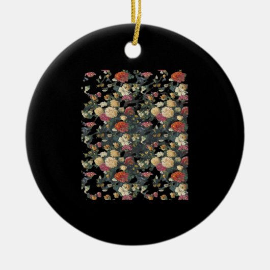 Whimsigoth Alte Viktorianische Blumenölgemälde Keramik Ornament (Vorne)