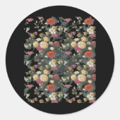 Whimsigoth Alte Viktorianische Blumenölgemälde Runder Aufkleber (Vorderseite)
