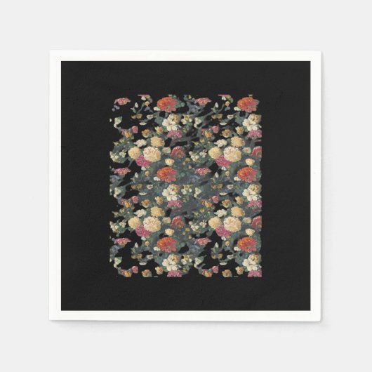 Whimsigoth Alte Viktorianische Blumenölgemälde Serviette (Vorderseite)