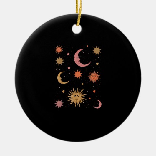 Whimsigoth Ästhetik Vintag Halbmond Sonne Keramik Ornament (Vorne)