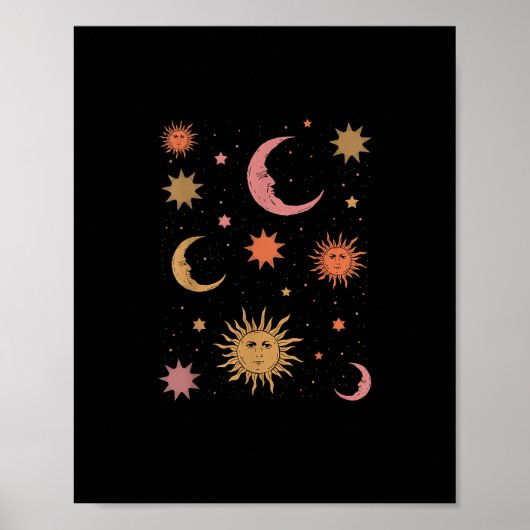 Whimsigoth Ästhetik Vintag Halbmond Sonne Poster (Vorne)