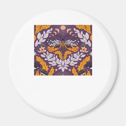 Whimsigoth Butterfly Florals - Lila, Lavender An Magnet (Vorne)