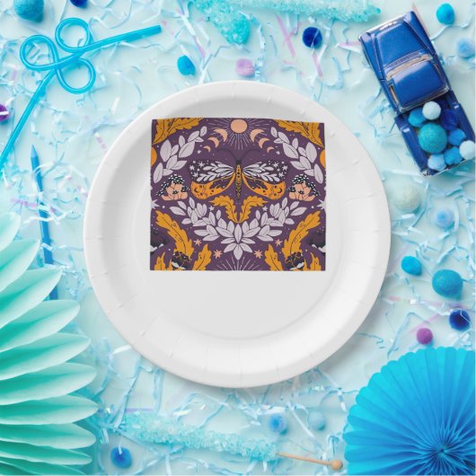 Whimsigoth Butterfly Florals - Lila, Lavender An Pappteller (Party)