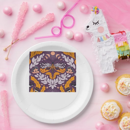Whimsigoth Butterfly Florals - Lila, Lavender An Pappteller (Party)