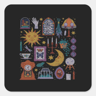 Whimsigoth Classic - Gotische Romantik Herbstästhe Quadratischer Aufkleber