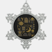 Whimsigoth Classic - Mystische Monde & Wälder Schneeflocken Zinn-Ornament (Vorderseite)