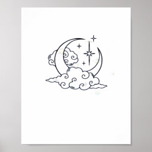 Whimsigoth Clouds Moon Witchy Classic Poster