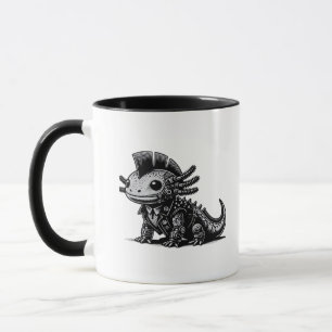 Whimsigoth Cyborg Axolotl Vintag Art Design Class Tasse