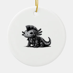 Whimsigoth Cyborg Axolotl Vintage Art Design Klass Keramik Ornament