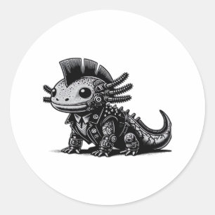 Whimsigoth-Cyborg-Axolotl-Vintage-Kunstdesign-Klas Runder Aufkleber