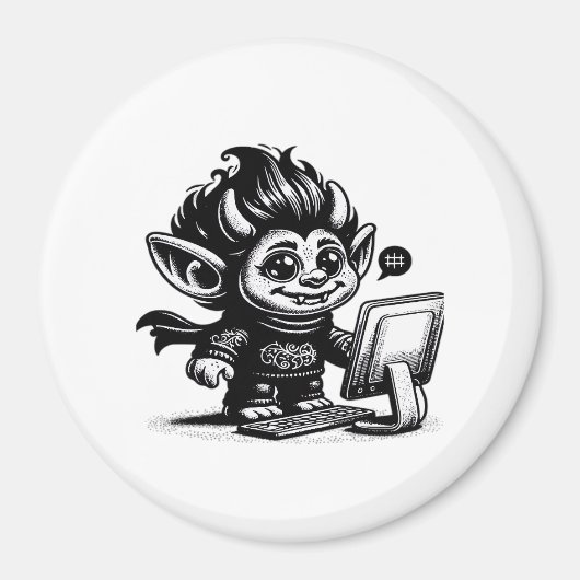 Whimsigoth Cyborg Internet Troll Vintages Design Magnet (Vorne)
