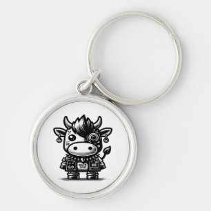 Whimsigoth Cyborg Kuh Vintag Art Design Classic Schlüsselanhänger