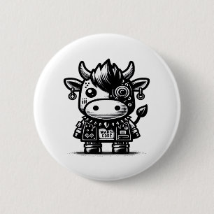 Whimsigoth Cyborg-Kuh Vintage Art Design Klassiker Button