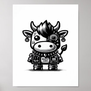 Whimsigoth Cyborg-Kuh Vintage Art Design Klassiker Poster