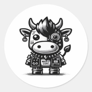Whimsigoth Cyborg-Kuh Vintage Art Design Klassiker Runder Aufkleber