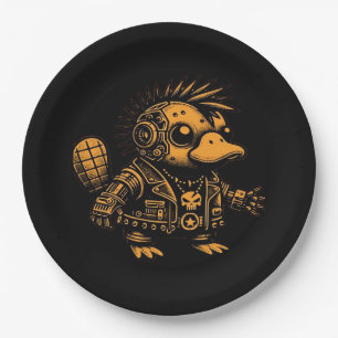 Whimsigoth Cyborg Platypus Vintages Kunstdesign Pappteller