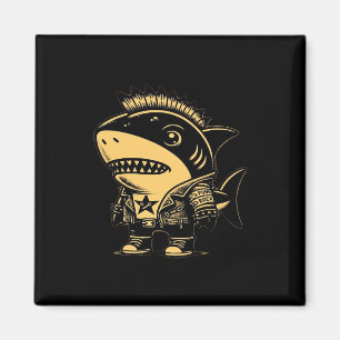 Whimsigoth Cyborg Shark Vintag Art Design Magnet