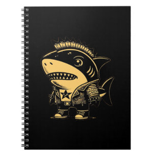 Whimsigoth Cyborg Shark Vintag Art Design Notizblock