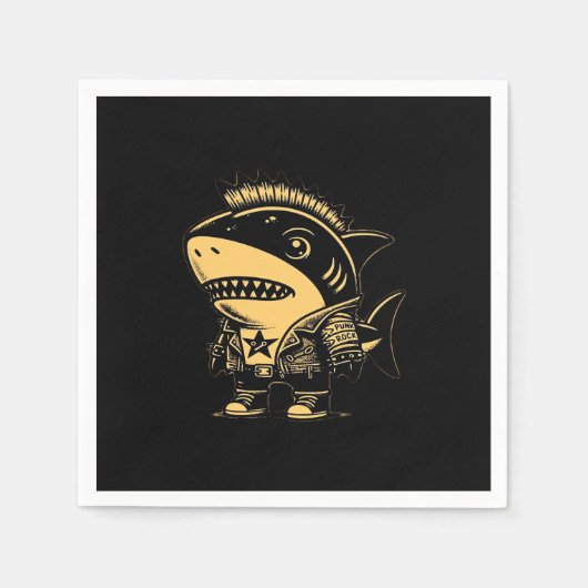 Whimsigoth Cyborg Shark Vintag Art Design Serviette (Vorderseite)