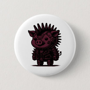 Whimsigoth Cyborg Sloth Vintag Art Design Classic Button